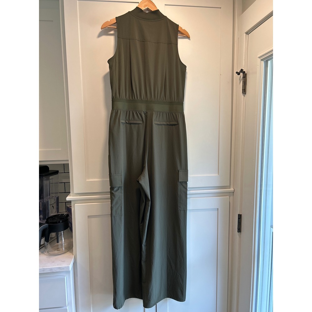 Athleta Brooklyn Heights Jumpsuit Women L Olive Green Cargo Utility - Picture 8 of 12